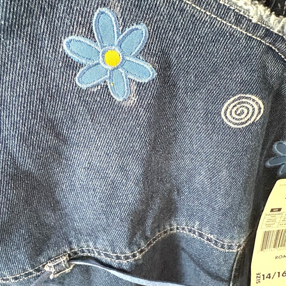 Basic Editions Blue Denim Dress with Floral Embroidery - Picture 6 of 8